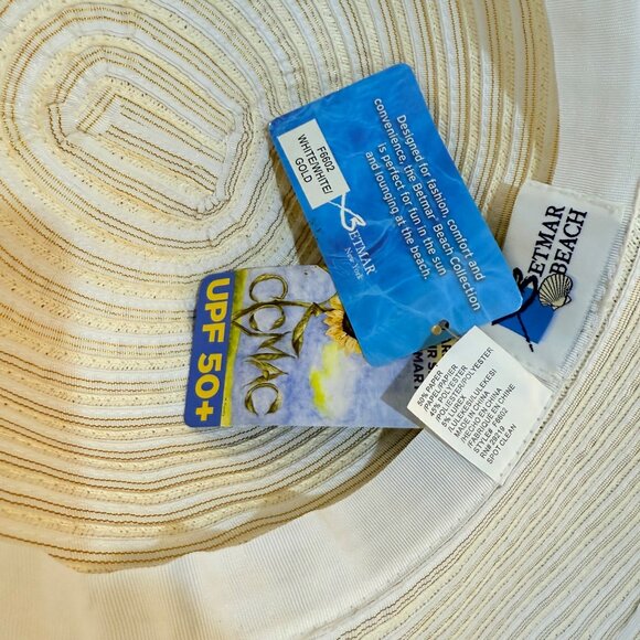 Betmar NY Beach Sun Hat Wide Brim Floppy UPF 50 Resort Fashion Ivory Cruise Chic main image 15